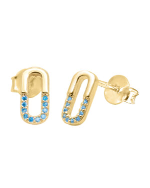 blue zirconia gold stud earrings clip elegant