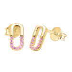 pink zirconia gold stud earrings
