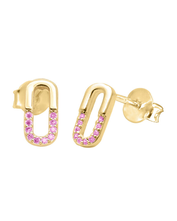 pink zirconia gold stud earrings