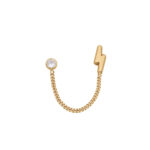 lightning double piercing earrings chain 10K gold solid